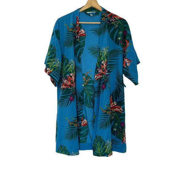 Soma Other - Soma blue tropical leaves flowers robe sleepwear women's small flowy no belt